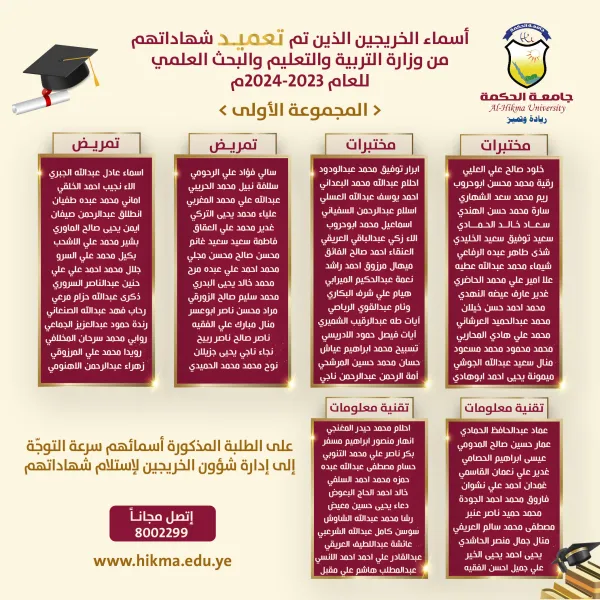 إصدار شهادات الخريجين للعام 2023-2024م إصدار شهادات الخريجين للعام 2023-2024م